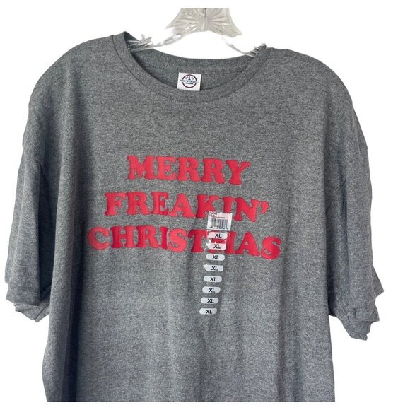 Merry Freaking Christmas Graphic Tshirt XL Gray New Holiday - Picture 3 of 8